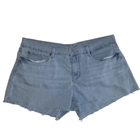 Levis Cut Off Fringe Shorts Lightwash Blue Size 14 - Picture 2 of 8